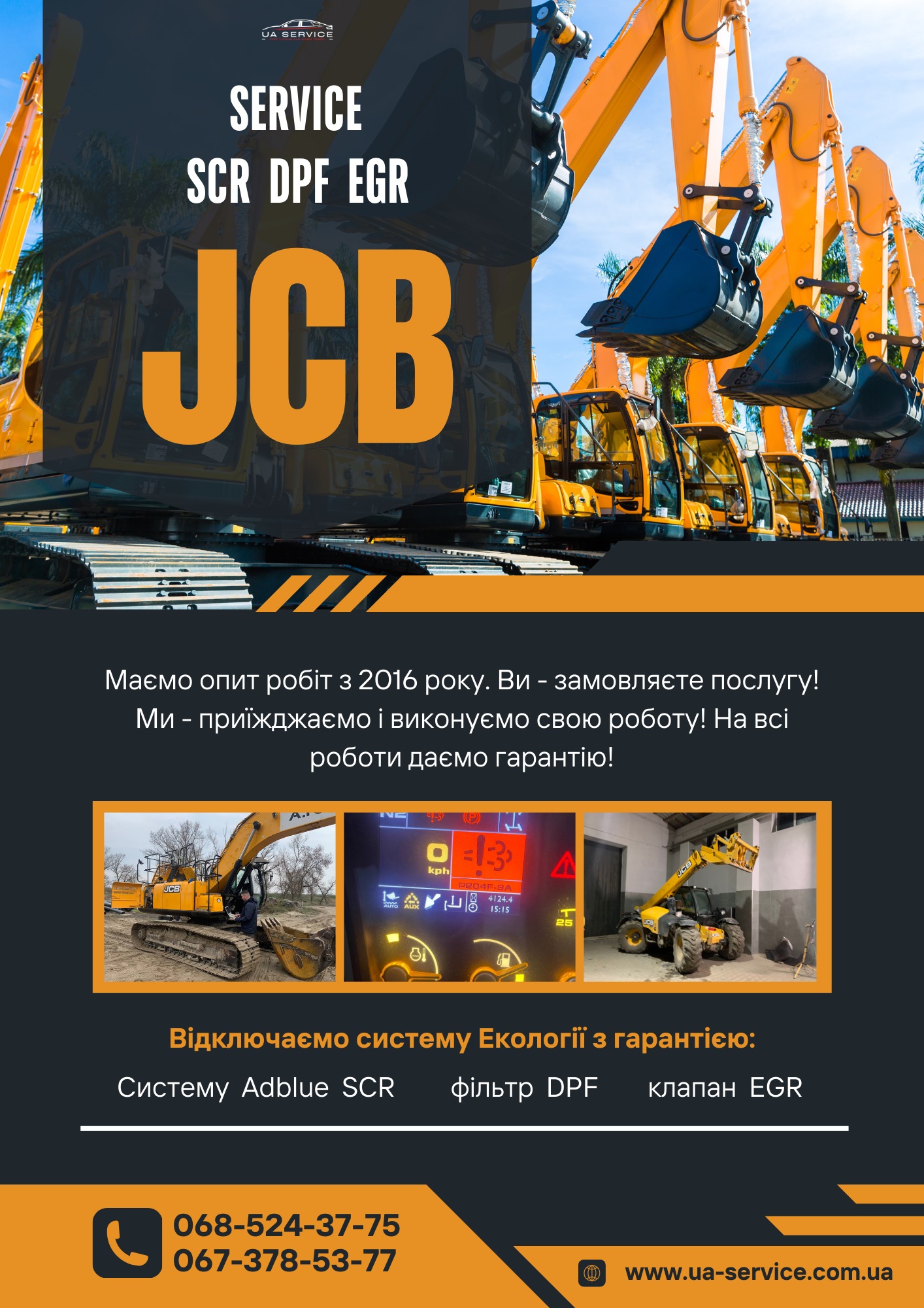 jcb, jcb adblue, jcb scr, P2BA8-00, P204F-9A, BOSCH 320/A9105, відключиси SCR JCB